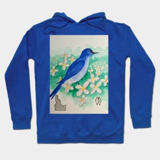 Idaho state bird and flower, the mountain bluebird and syringa Hoodie